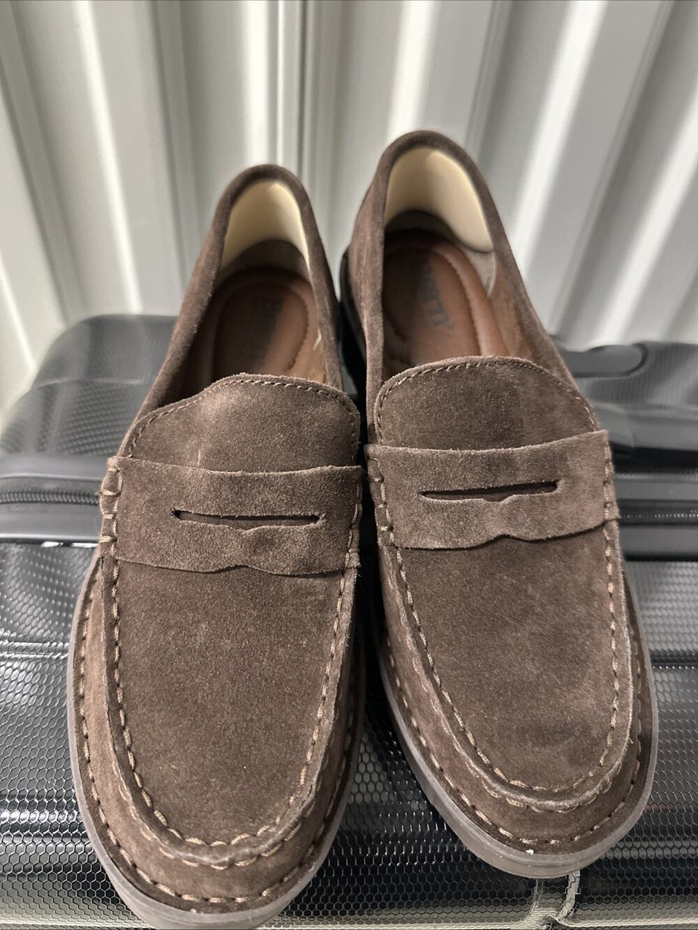 Born Womens Size 6.5 Carrera Lugged Sole Brown Suede Slip On Penny Loafers Shoes